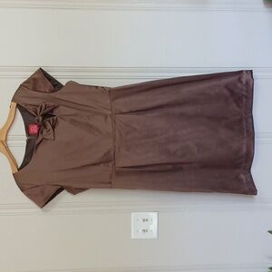 Oscar de la Renta Formal Bronze Satin Dress Back Zipper W-14